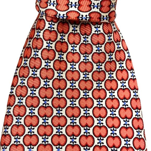 Nina Ricci 100% Silk Couture Necktie w Allover Peach Geometric Pattern - Picture 1 of 4